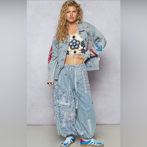 POL SMJ408 Denim Jacket with Colorful Patches - Picture 5 of 10